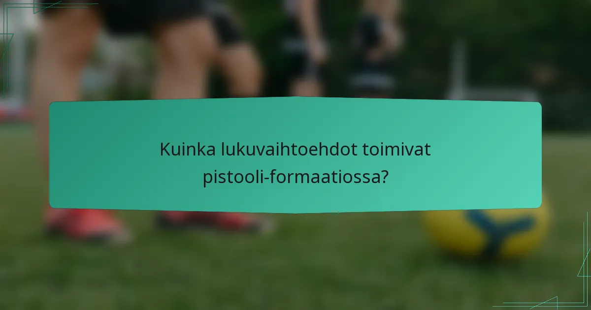 Kuinka lukuvaihtoehdot toimivat pistooli-formaatiossa?